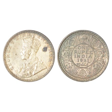 George V, silver rupee, 1921, Bombay mint, dot, PR 227; GK 1043, 11.67g. Obverse black adh