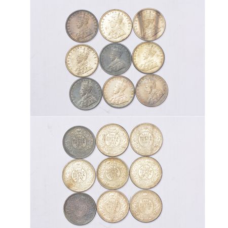 George V, silver ½ rupee (9), 6x Bombay mint, 1917 (2), 1918, 1919, 1925 and 1928 and 3x C