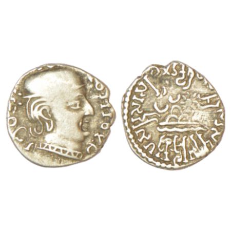 Western Kshatrapas, Kardamaka house, silver drachm of Rudrasena I as Kshatrapa (199-202 AD