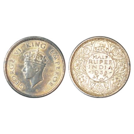 George VI, silver ½ rupee, 1938, Bombay mint, head type 'I', PR 351; GK 1294, 5.84g. Extre