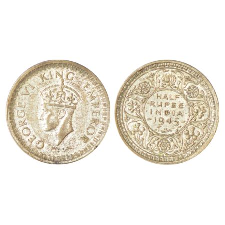 George VI, half silver ½ rupee, 1945 (large 5), Bombay mint, with dot, unlisted in PR; GK 