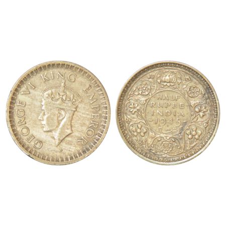 George VI, half silver ½ rupee, 1945 (large 5), Bombay mint, with dot, unlisted in PR; GK 