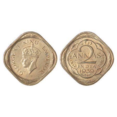 George VI, cupro-nickel 2 annas, 1939, Bombay mint, head type II, GK 1349. Brilliant uncir
