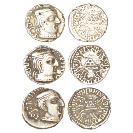 Western Kshatrapas (3), Kardamaka dynasty, silver drachms of Damasena as Mahakshatrapa (c.