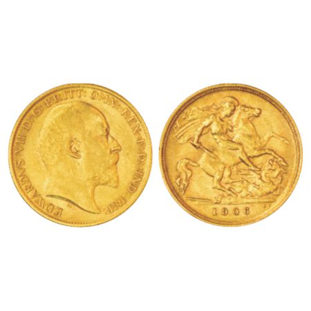 Great Britain, Edward VII, gold ½ sovereign, 1906, 3.97g. Obv: Portrait bust of Edward VII