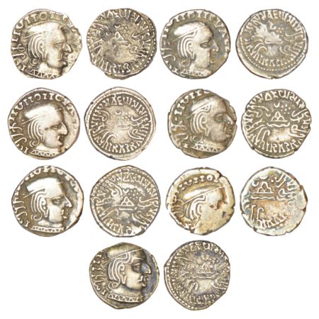Western Kshatrapas (7), Kardamaka dynasty, silver drachms of Vijayasena as Mahakshatrapa (