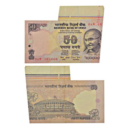 50 rupees, misprint, Gandhi series, ND (1997-2003), signed by Bimal Jalan, inset 'L', seri