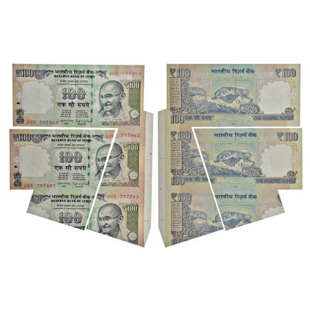 100 rupees, misprint notes (3), 2014, signed by Raghuram G. Rajan, without inset, serial n