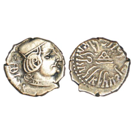Western Kshatrapas, Kardamaka dynasty, silver drachm of Rudrasena II as Mahakshatrapa (c.2