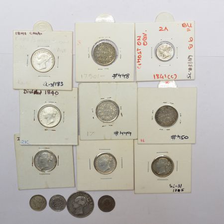 A group of 13 Victoria Queen silver coins, includes Continuous and Divided legend, 1x ½ ru