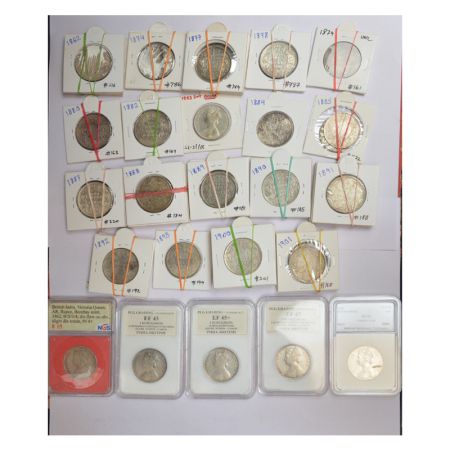 A group of 93 Victoria silver rupee, includes Queen and Empress, 1862 (11), 1874 (2), 1877