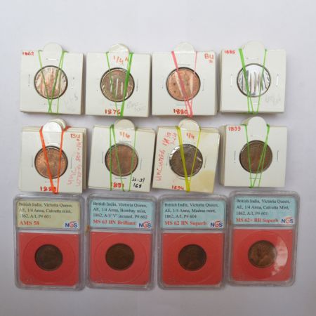 A group of 119 Victoria copper ¼ anna, 1862 (10), 1874 (3), 1875, 1876 (4), 1877 (7), 1878