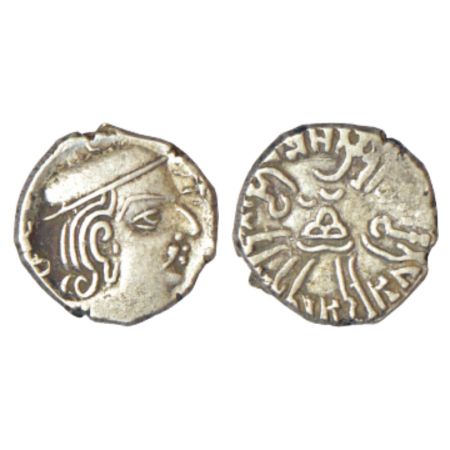 Western Kshatrapas, Kardamaka dynasty, silver drachm of Bhartrudaman as Mahakshatrapa (c.2