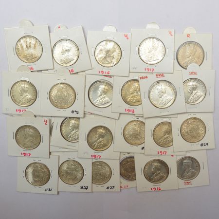 A group of 33 George V silver rupee, includes 1913 (7), 1914, 1915, 1916 (12), 1917 (10) a