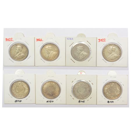A group of 4 George V silver rupee, all coins dated 1922, Bombay mint. (4 coins)