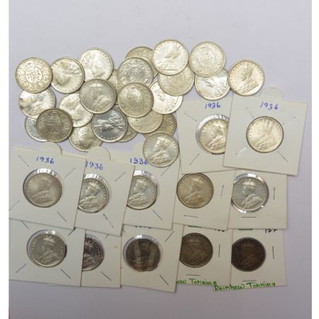 A group of 36 George V silver ½ rupee, all coins dated 1936, Bombay mint.(36 coins) Many c