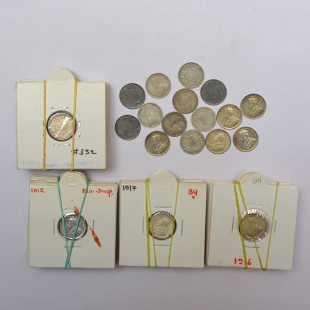 A group of 57 George V silver 2 annas, includes 1912 (2), 1913 (7), 1914 (8), 1915 (8), 19