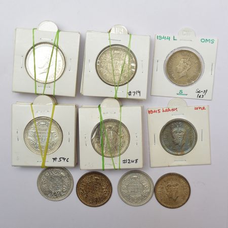 A group of 42 George VI half silver rupee, includes 1940 (12), 1941, 1942 (2), 1943 (12), 