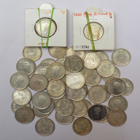 A group of 66 George VI silver ½ rupee, includes 1x 1938 and rest all coins dated 1939, Bo