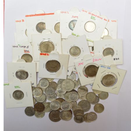A group of 79 George VI half silver coins, includes 10x ½ rupee and 69x ¼ rupee, various d