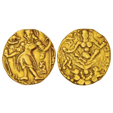 Gupta Empire, gold dinar of Chandra Gupta II (c.375-415 AD), 'Archer-Goddess on Lotus' typ