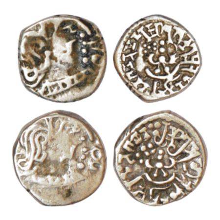 Gupta Empire, Skanda Gupta (c.450-480 AD), silver drachms (2), Western Indian 'Garuda' typ