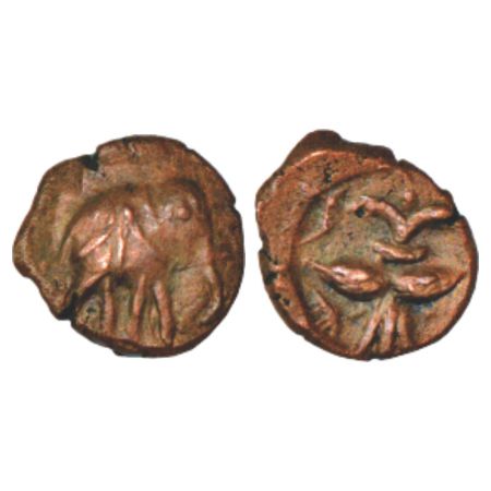 Karnataka, Tamilnadu borderlands, unattributable and uninscribed copper cash, most likely 
