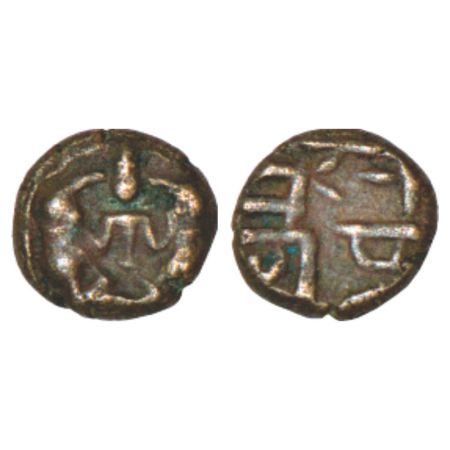 Nayakas of Thanjavur, copper ½ cash of Vijaya Raghava Nayaka (1635-1673 AD), 'Gajalakshmi'
