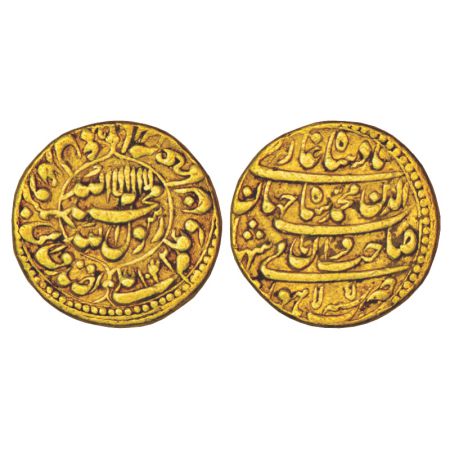 Shah Jahan (1628-1658 AD), gold mohur, 10.81g, Lahore mint, AH 1042/RY 5. Obv: Kalima with