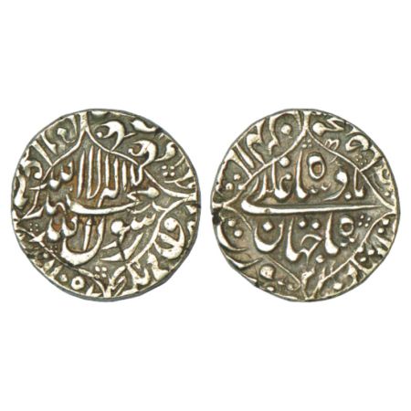 Shah Jahan (1628-1658 AD), silver rupee, 11.45g, Surat mint, AH 1057/RY 21, both side quar