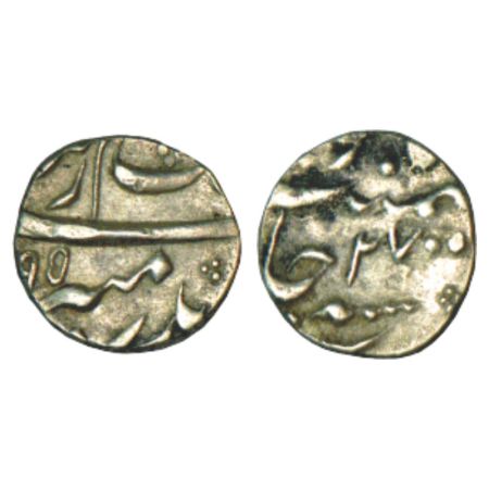 Aurangzeb (1658-1707 AD), silver 1/8 rupee, 1.42g, mint off flan, AH (10)95/RY 27. Very fi