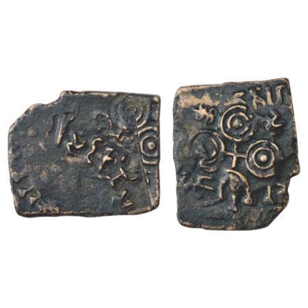 Ancient, copper coin attributed to Siri Satakani (100-50 BC), 'Obverse-Reverse / Reverse-O