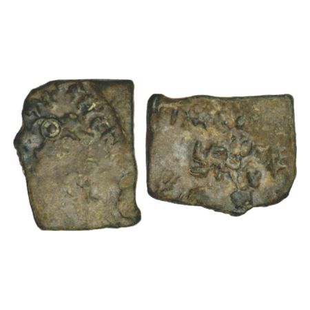 Ancient, copper coin attributed to Siri Satakani (100-50 BC), 6.23g. Obv: Bold six-armed s