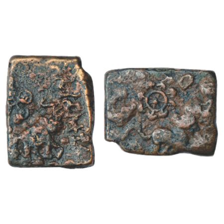 Ancient, copper coin attributed to Siri Satakani (100-50 BC), 7.17g. Obv: Elephant walking