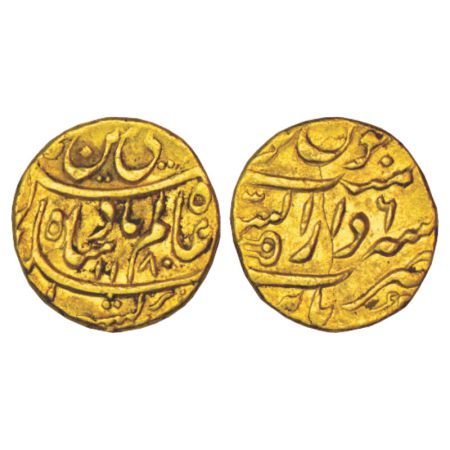 Maratha Confederacy, gold mohur, 10.95g, Dar us-Sarur Burhanpur mint, in the name of Shah 