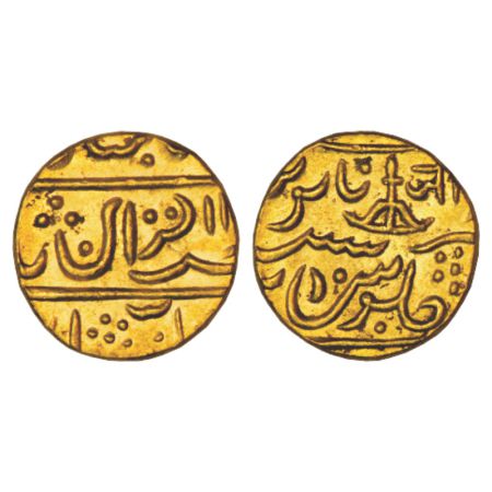 Gwalior, Jayaji Rao (1843-1886 AD), gold mohur, 10.72g, Lashkar mint, pseudo-mint name Sha