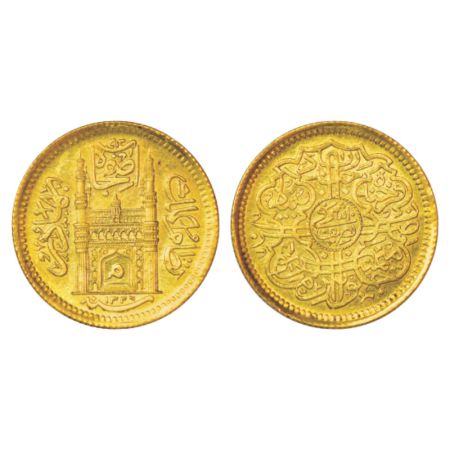 Hyderabad, Mir Mahbub Ali Khan (1869-1911 AD), gold ½ ashrafi, 5.56g, Hyderabad mint, AH 1
