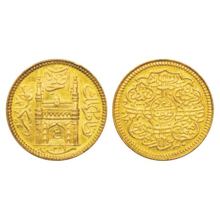 Hyderabad, Mir Usman Ali Khan (1911-1948 AD), gold ½ ashrafi, 5.59g, AH 1349/RY 20, full '