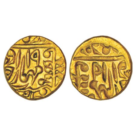 Jaipur, Madho Singh II (1880-1922 AD), gold mohur, 10.85g, RY 19, obverse brockage (Lakhi)