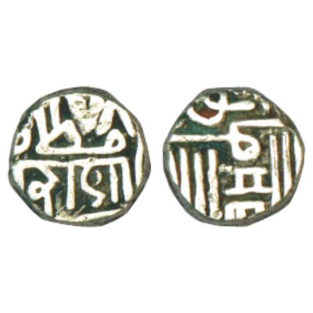 Porbandar, British protectorate, silver ½ kori, 2.45g, with the name of Muzaffar Shah of G