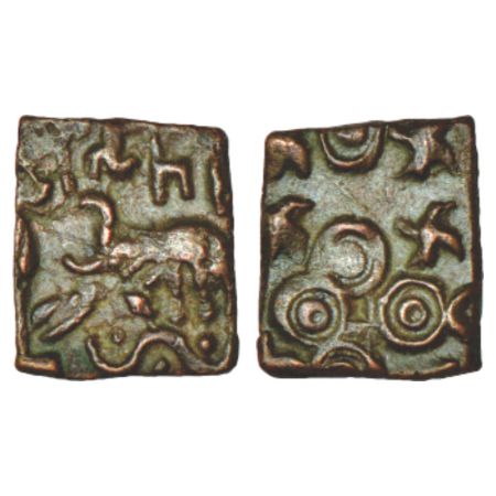 Satavahanas, copper coin of elephant type, Kotalingala regional series, attributed to Siri