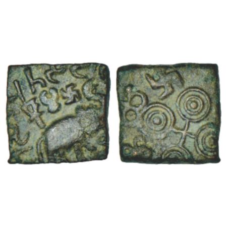 Satavahanas, Kosikiputa Siri Satakani (50-30 BC), copper coin of 'Elephant' type from West