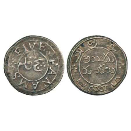 Madras Presidency, Madras mint, silver 5 fanam, first issue, ND (1807-1808 AD), 4.50g. Obv