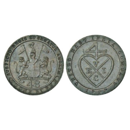 Madras Presidency, Soho mint, Northern circle, copper dub (1/48 rupee), 1797,13.08g. Obv: 