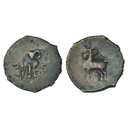 Post-Mauryan tribal republics, Yaudheyas, copper coin struck in the name of 'Brahmanya Dev