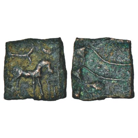 Malayaman chiefs of 'Sangam' period, uninscribed die-struck 'horse' type copper coin, Tiru