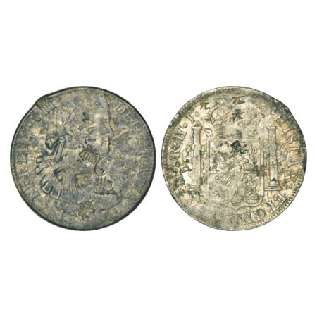 Mexico, Ferdin VII (1808-1821 AD), silver 8 reales, 18xx, 'HJ' mintmark, 26.86g, counter m