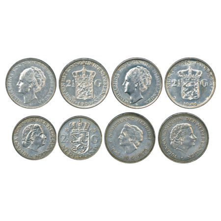Netherlands, silver coins (4), 3x 2½ gulden, 1839, 25.00g, 1944, 24.95g, 1963, 14.93g and 