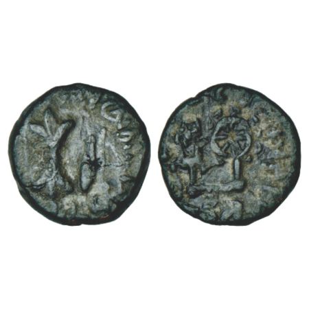 Western Kshatrapas, Kshaharata house, copper unit of Bhumaka, (20-30 AD), counterstruck on