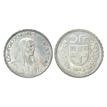 Switzerland, silver 5 francs, 1923. 'B' mint mark, 24.94g. Obv: King facing right. Rev: Sh
